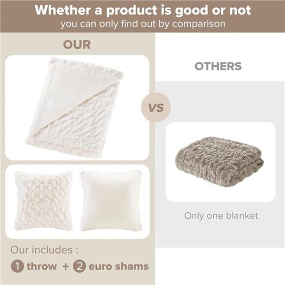 Comfort Spaces Ruched Faux Fur Plush 3 Piece Throw Blanket Set - Picture 3 of 7